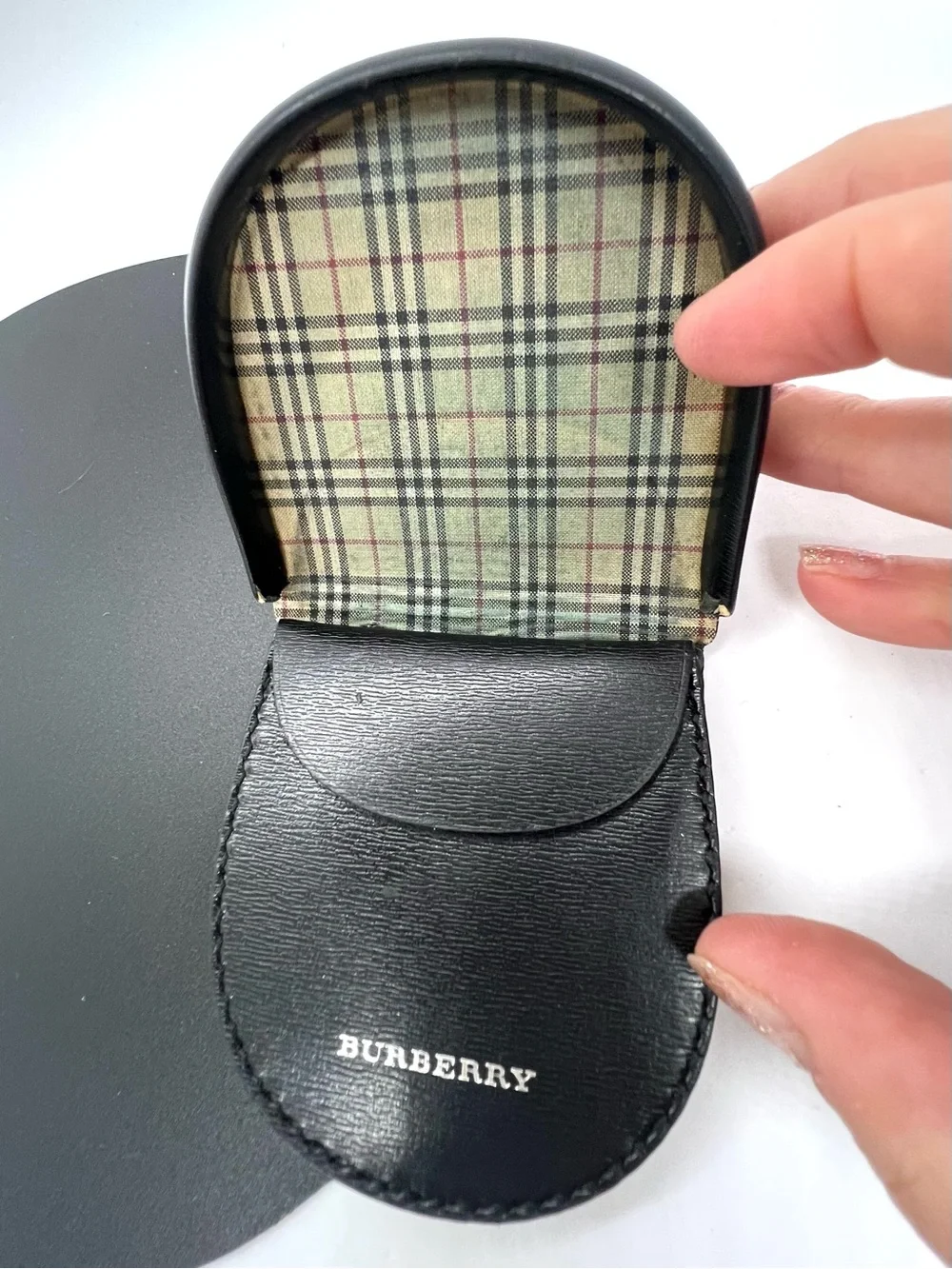Vintage Burberry Black Leather Horseshoe Coin Purse Nova Check